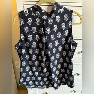 Ann Taylor Factory Navy and White Sleeveless Top